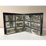 A leather postcard album containing a quantity of antique photos relating to France