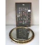 A gilt framed mirror and set of framed Wills cigarette cards - Cinema Stars second series 1928