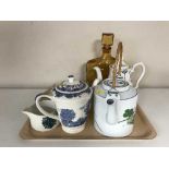 Three 1970's glass vases, Royal Tudor teapot,