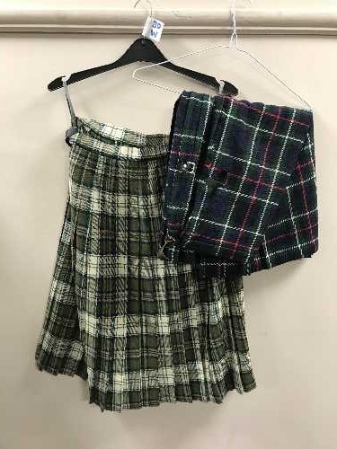 A part rail of tartan kilts and skirts