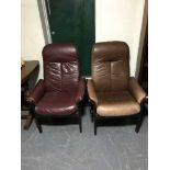 Two adjustable leather armchairs