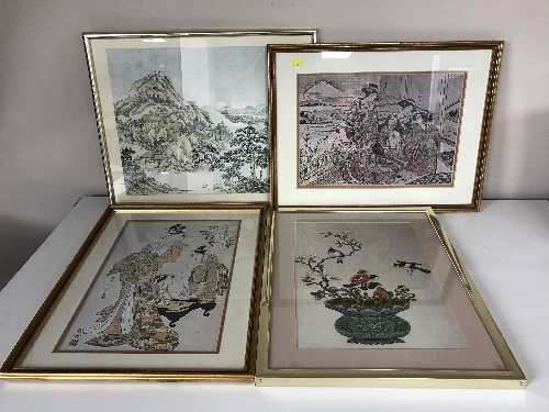 Four framed Japanese prints