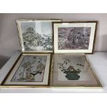Four framed Japanese prints