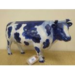 An impressive extra large Delft china figure of a bull,