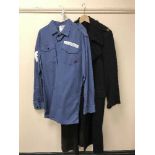 A full rail of military uniforms, RAF uniforms, jackets,