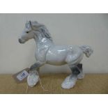 A Beswick figure - Cantering Shire Horse model 975, grey gloss.