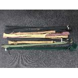 Nine assorted fly rods in carry bags including Leeda, Shakespeare etc,