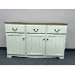 A painted pine dresser fitted three drawers