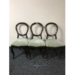 Three Victorian balloon back chairs