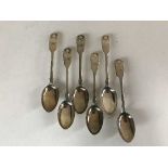 A set of six sterling silver teaspoons with initials