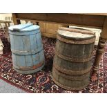 Two antique wooden storage barrels