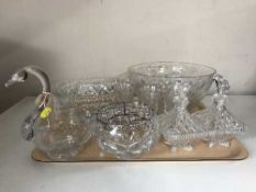 Two trays of assorted glass ware