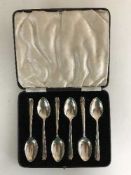 A set of six cased silver teaspoons, Sheffield marks,