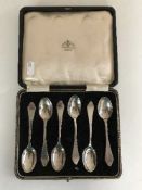 A set of six cased silver teaspoons, Birmingham marks,