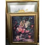 Five large gilt framed prints of flowers