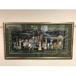 Mughal School : A colourful pageant of figures and a carriage, watercolour, 45 cm x 102 cm, framed.