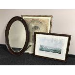 A large oval mirror,