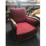 A carved walnut framed armchair