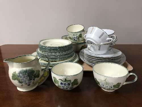 A tray of Poole pottery dinner service and Noritake china