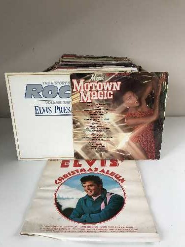 Four boxes of LP records including rock,