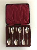 A set of six cased silver teaspoons, Sheffield marks,