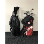 Set of Wilson left handed golf clubs and a Nike golf bag and clubs