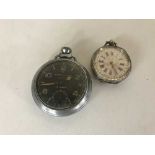 An Ingersoll Triumph pocket watch and a continental silver fob watch