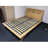 An Ikea 5' beech bed frame