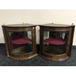 A pair of oak wall mounted glazed,