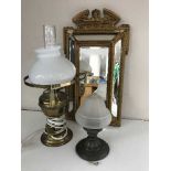 A converted brass oil lamp,