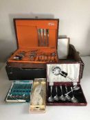 A box of assorted cutlery (two canteens by Onida)
