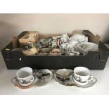 Four boxes of 20th century pottery and china - Japanese tea set, character jugs, teapots,