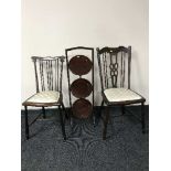 A mahogany folding cake stand and two Victorian bedroom chairs