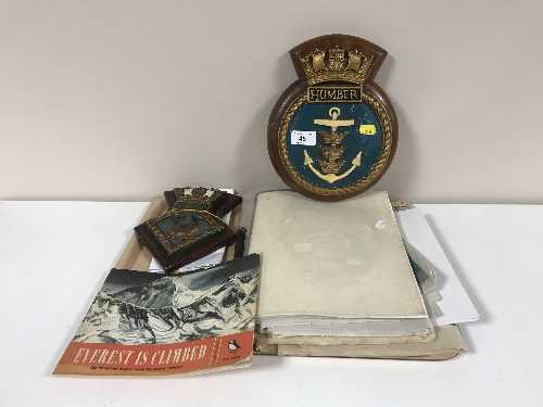 A tray of two plaques - Loch Glendhu and Humber, assorted newspapers,