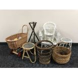 A quantity of wicker ware - dolls chair, pram,