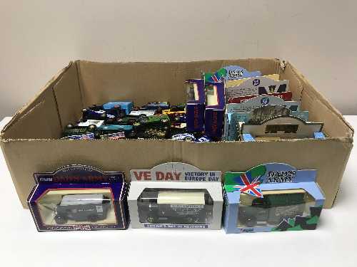 A box of fifty Matchbox and other vehicles,