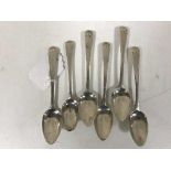 A set of seven silver teaspoons, 4.