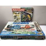 A boxed Matchbox train set and a boxed Meccano Highway vehicles set