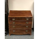 A Georgian-style inlaid mahogany writing bureau, width 92 cm.