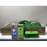 A box of boxed and un-boxed Subbuteo teams and accessories