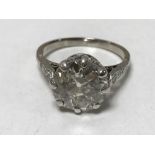 An old European cut diamond solitaire ring, 3.77ct, measurements 10.06 x 9.95 x 5.