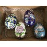 A group of four Chinese cloisonne enamel eggs, height 11.