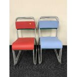 Four mid 20th century tubular metal stacking chairs