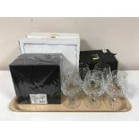 A tray of six Canterbury crystal wine glasses,