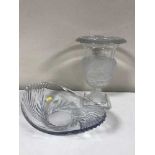 A frosted and pressed glass decorative vase and a similar glass bowl (2)