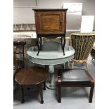 A hall table, pot cupboard, stool,