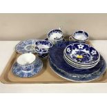 A collection of 19th century English blue and white china in the Oriental style