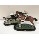 Juliana Collection figure - jockey on horseback with a Leonardo Collection Romany Gypsy caravan