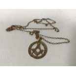 A 9ct gold Masonic pendant on chain, weight 4.
