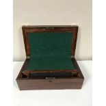A Victorian style mahogany writing box with brass mounts